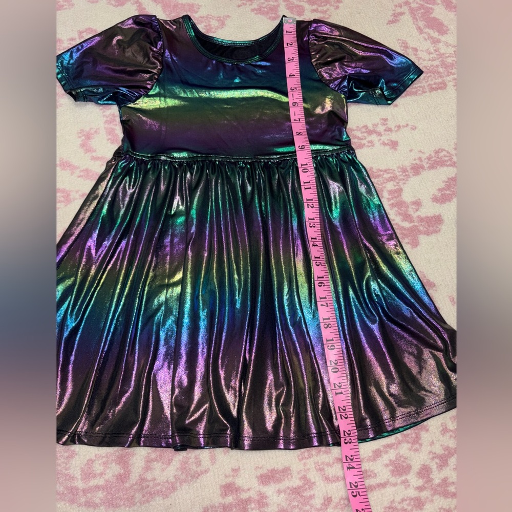 Pink Chicken Laurie Lame Dress - Rainbow Iridescent 7 y Girls - Picture 4 of 7